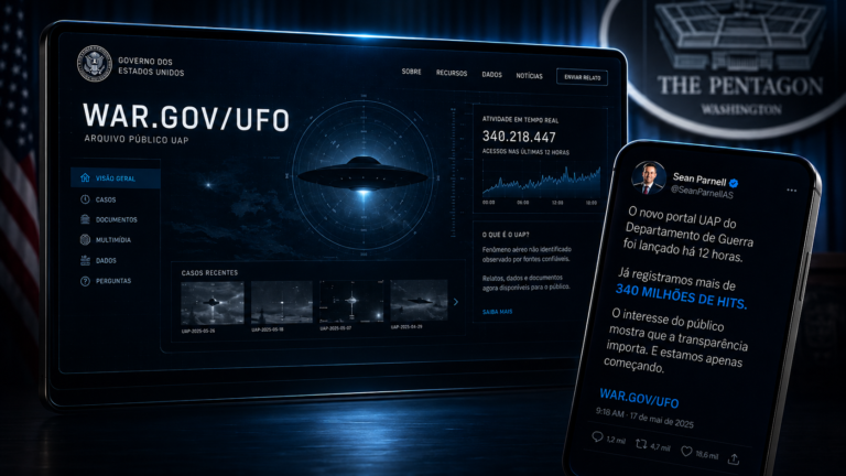 WAR.GOV/UFO recebe 340 milhões de hits em 12 horas, diz Sean Parnell em publicação sobre novo portal UAP